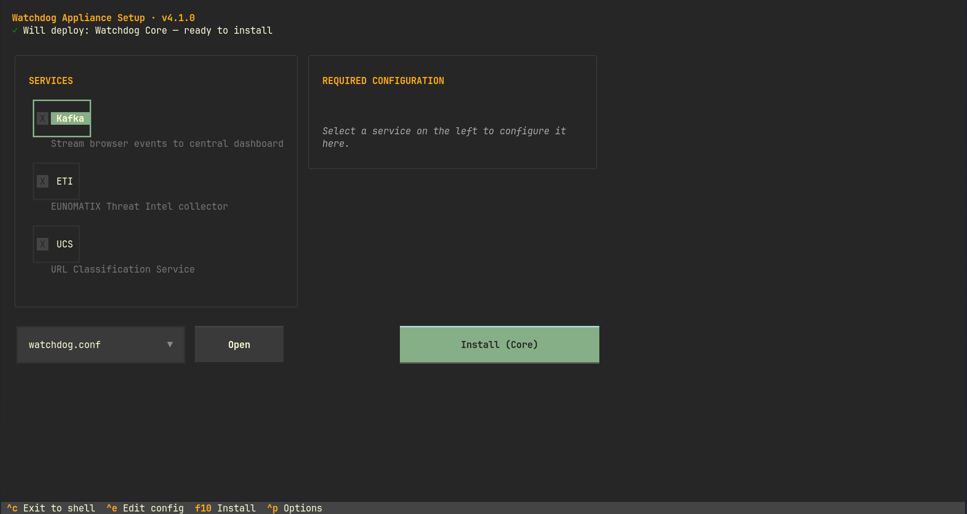 Watchdog Appliance Setup TUI